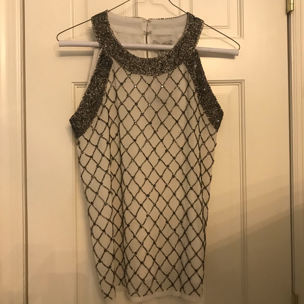 New Zara sheer beaded top, size S